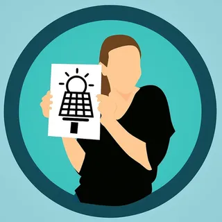 举着太阳能标志的人的图示。