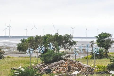 高美湿地,台中,*,风车,水,树,草,岩石 高美湿地,台中,*,风车,水,树,草,岩石