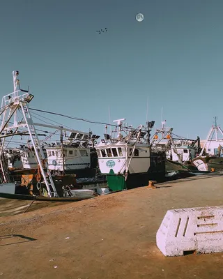 蓝天下码头上的白船