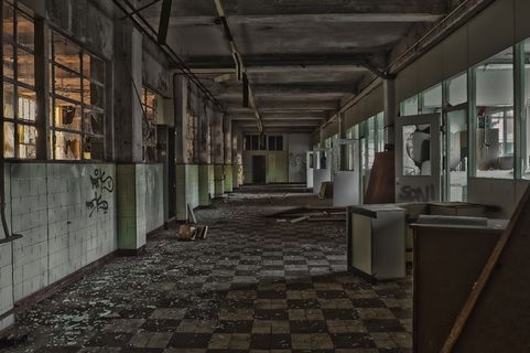 各式家具、走道、坠落、碎片、地板、丢失的地方、工厂