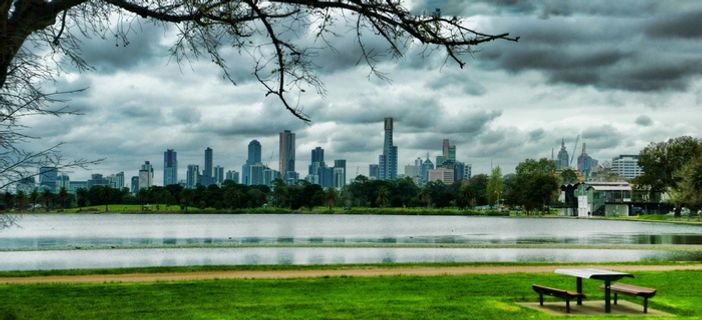 城市, 湖, 建筑物, 水, 全景图, 城市景观, 建筑, 树