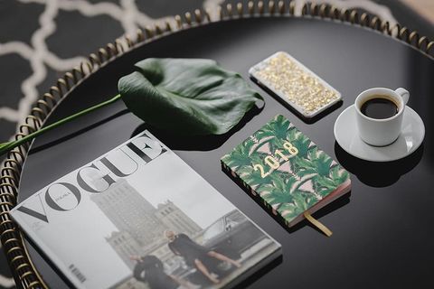 2018年日历议程黑表顶视图