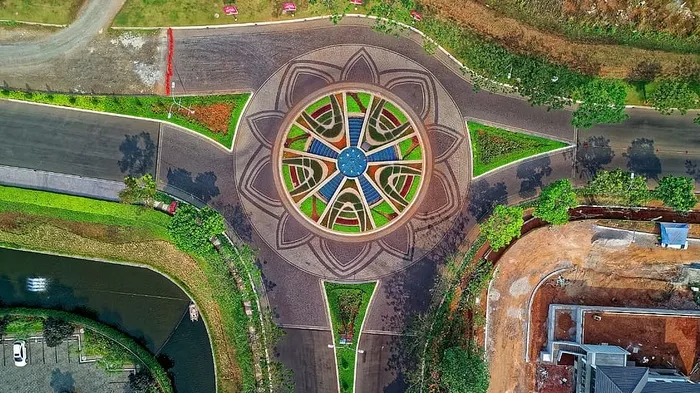 道路和植物的鸟瞰摄影