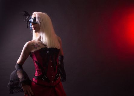 蒸汽朋克，时尚，维多利亚，服装，红色，模特，金发，女人