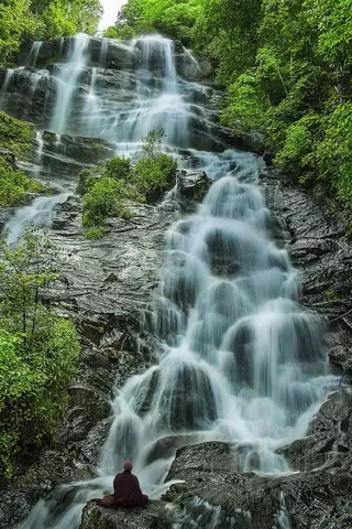 冥想，小乘佛教，僧侣，瀑布，冥想，放松，放松，冥想