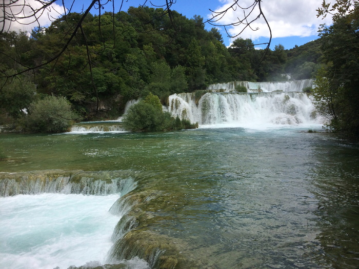 瀑布风景，瀑布，克罗地亚，湖泊，自然，水，河流，国家公园
