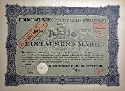 共享，历史，旧，德国莱比锡书目研究所，金融，纸币，货币