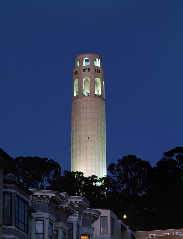 塔, 旧金山, coit, 历史性, 黄昏, 天际线, 建筑, 艺术装饰
