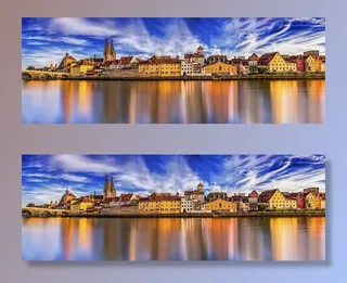 鸟瞰，白色，棕色，混凝土，房子，蓝色，天空，全景