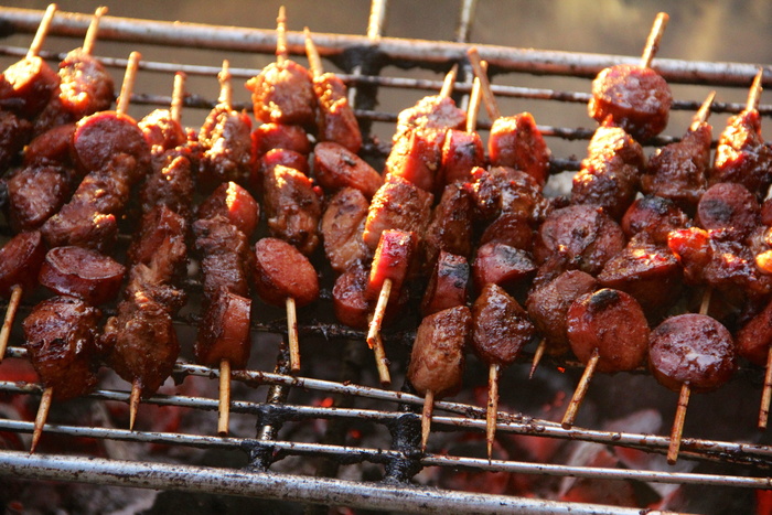 烧烤，吃，肉，烤肉，美味，木炭，烧烤，烟