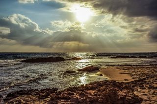 身体，水，波浪，日出，日落，太阳，阳光，阳光