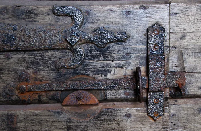 门闩，门，木制，建筑，复古，复古，入口，把手