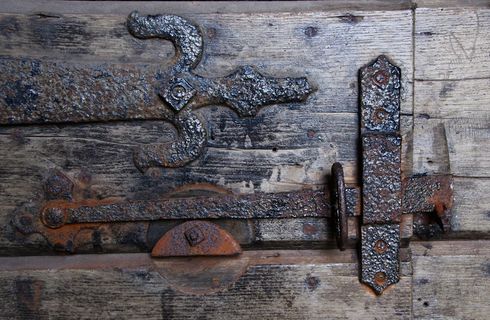 门闩，门，木制，建筑，复古，复古，入口，把手