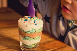 食物，菜单，杯子，水果，新鲜，酸奶，餐厅，甜食