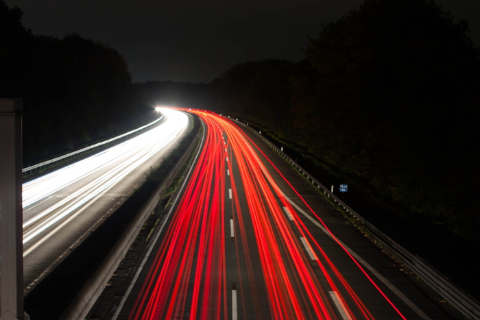 灯光、高速公路、夜间、汽车、驾驶、线路、街道、高速公路