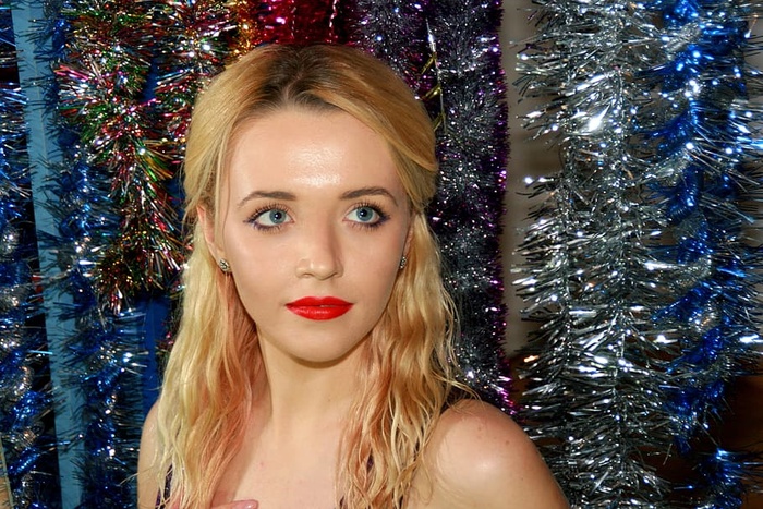 女孩，金箔，节日，闪亮，圣诞节，金发，肖像，头发