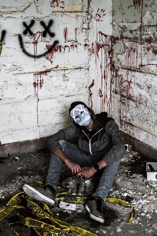 美国底特律面具万圣节十月血腥被遗弃