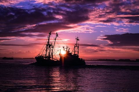 海，风景，天空，海滩，海湾，船，云，海岸