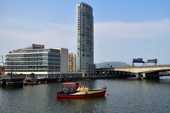 贝尔法斯特，建筑，卡特，摩天大楼，建筑外观，河流，摩天大楼，水
