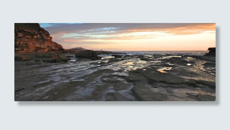 terrigal，*海岸，新南威尔士，太平洋，水，日落，岩石，天空