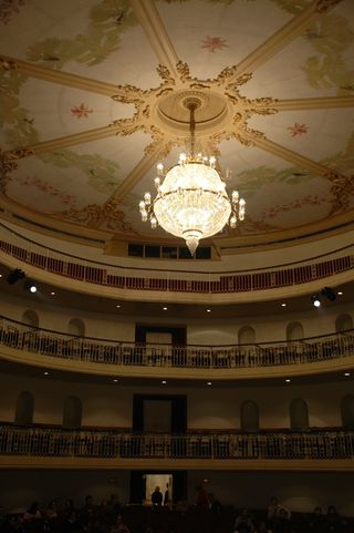 剧院，吊灯，市政，天花板，建筑，室内，人群