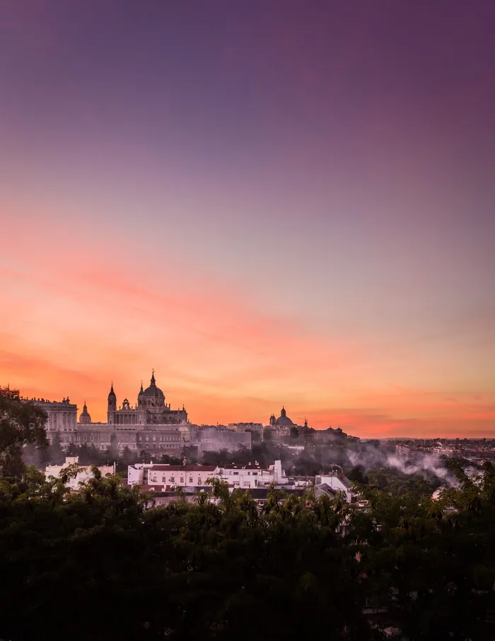 阿尔穆德纳, 景观, 黎明, 天空, 马德里, 垂直, 纪念碑, 建筑外观