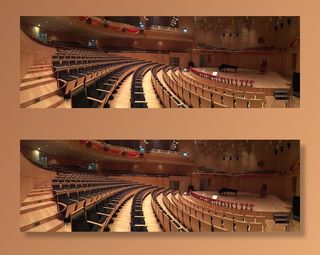建筑，建筑，钢琴，房间，礼堂，椅子，室内，全景