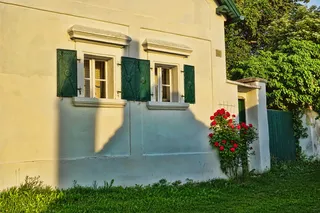 架构, 房子, 老农舍, 窗口, 老窗口, 快门, 田园诗, 玫瑰丛