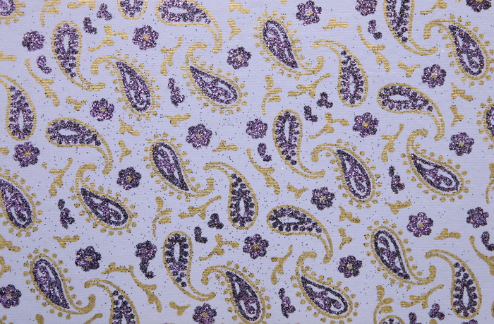白色, 黄色, 佩斯利纺织品, Paisley, Purple, Lavender, Gold, Glitter
