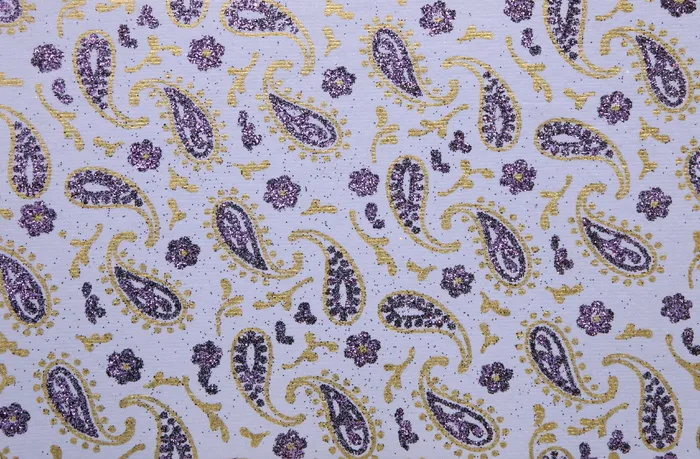 白色, 黄色, 佩斯利纺织品, Paisley, Purple, Lavender, Gold, Glitter
