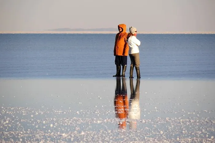 倒影，水，风景，乌尤尼盐滩辽阔，宁静，大海，全长，相聚