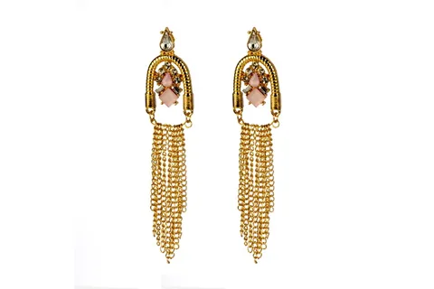 配对，金色，悬挂，耳环，饰品，女性，时尚，珠宝