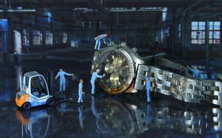 厂房，工业厂房，微型人物，叉车，工匠，工业，团队，老厂房