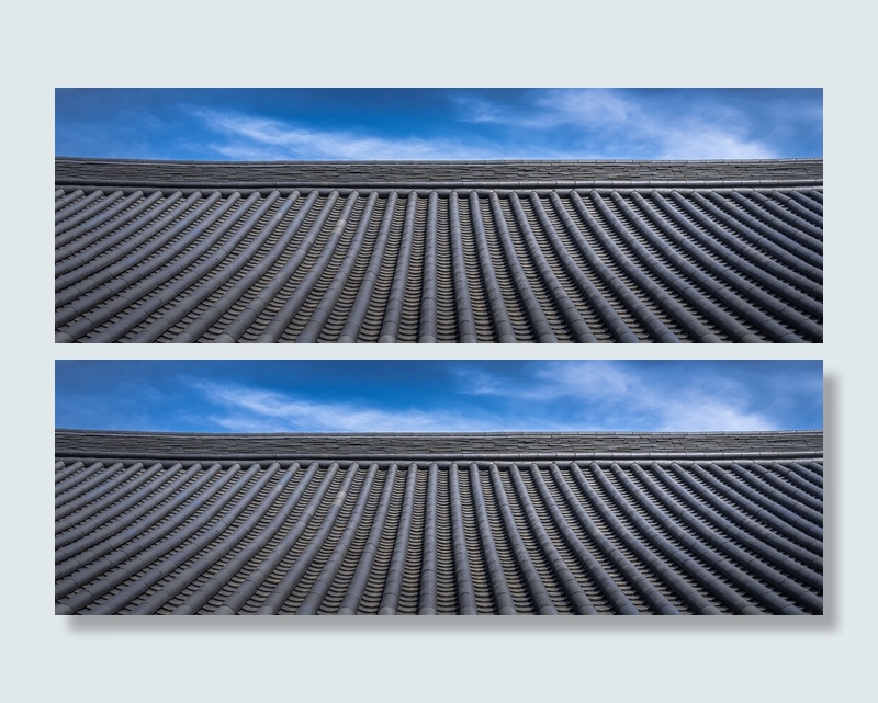 低角度摄影，屋顶，白色，云，蓝色，天空，屋顶瓦，大韩民国