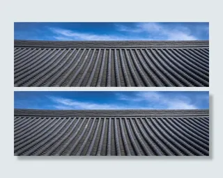 低角度摄影，屋顶，白色，云，蓝色，天空，屋顶瓦，大韩民国