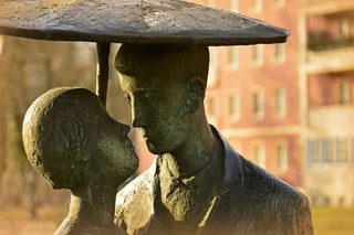 情人、情侣、男人、女人、亲吻、爱情、关系、雕像