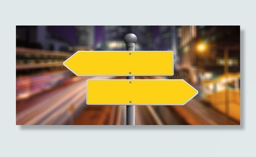 选择性，聚焦摄影，两个，黄色，箭头标志，目录，路标，盾牌