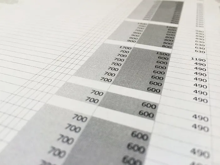 表格、数字、数字、excel、价目表、行、列、纸张