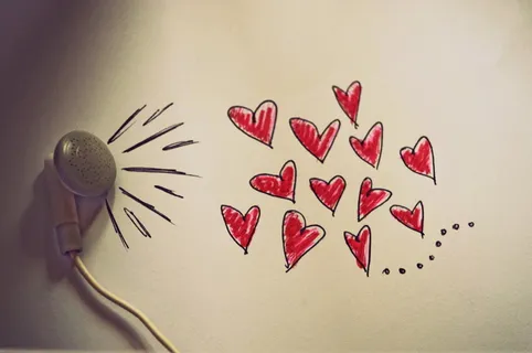 白色、耳塞、背景、爱情、音乐、耳机、手机、心形