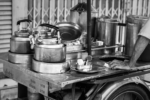 泰国，曼谷，街头，街头美食，bnw，黑白，照片，艺术