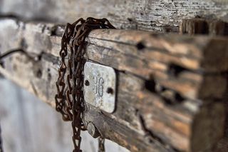 复古，作品，墙壁，垃圾，古董，盘子，链条，木材