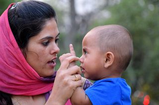 孩子，可爱，妈妈，孩子，肖像，童年，女孩，年轻