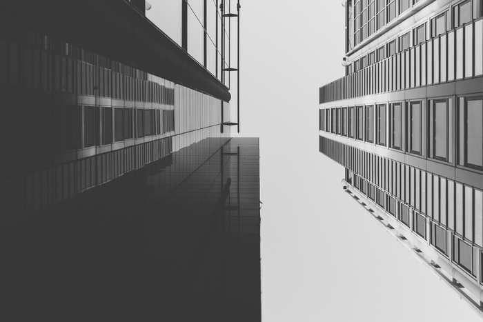 灰度摄影，灰色，建筑物，建筑物，摩天大楼，高层，建筑，城市