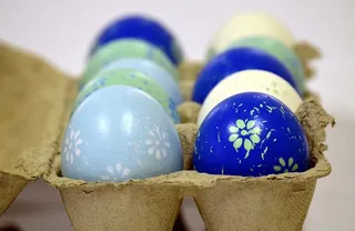 复活节彩蛋，彩蛋盒，彩蛋盒，彩色彩蛋，彩蛋，装饰，蓝色