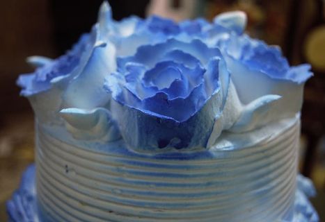 蓝色、玫瑰色、白色、蛋糕、婚礼、糖霜、糖、甜味