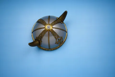 头盔，维京人，号角，战士，斯堪的纳维亚人，古代，服装，蓝色