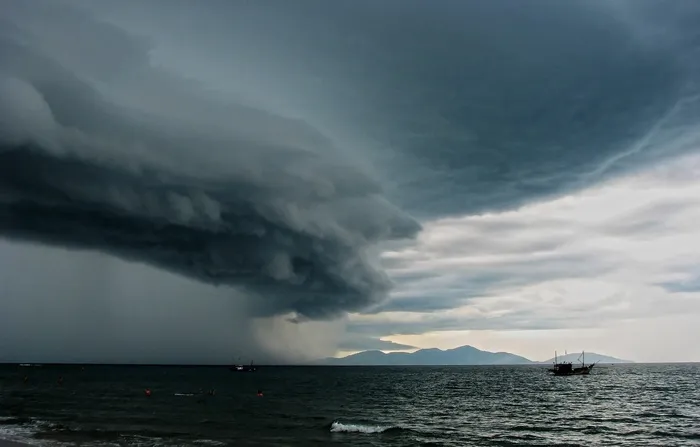 雨泥块，身体，水，雷雨，海滩，海洋，云，雨