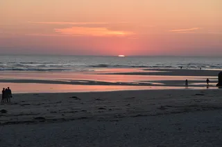 布雷塔涅、大海、日落、人、云、浪漫、海滩、陆地