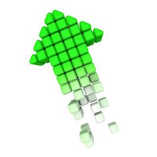 向上箭头显示向上增加和升级