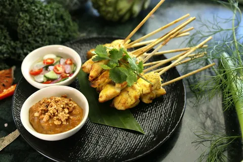 沙爹鸡、花生酱、泰国食品、泰国小吃、食品、食品和饮料、新鲜度、即食 沙爹鸡、花生酱、泰国食品、泰国小吃、食品、食品和饮料、新鲜度、即食